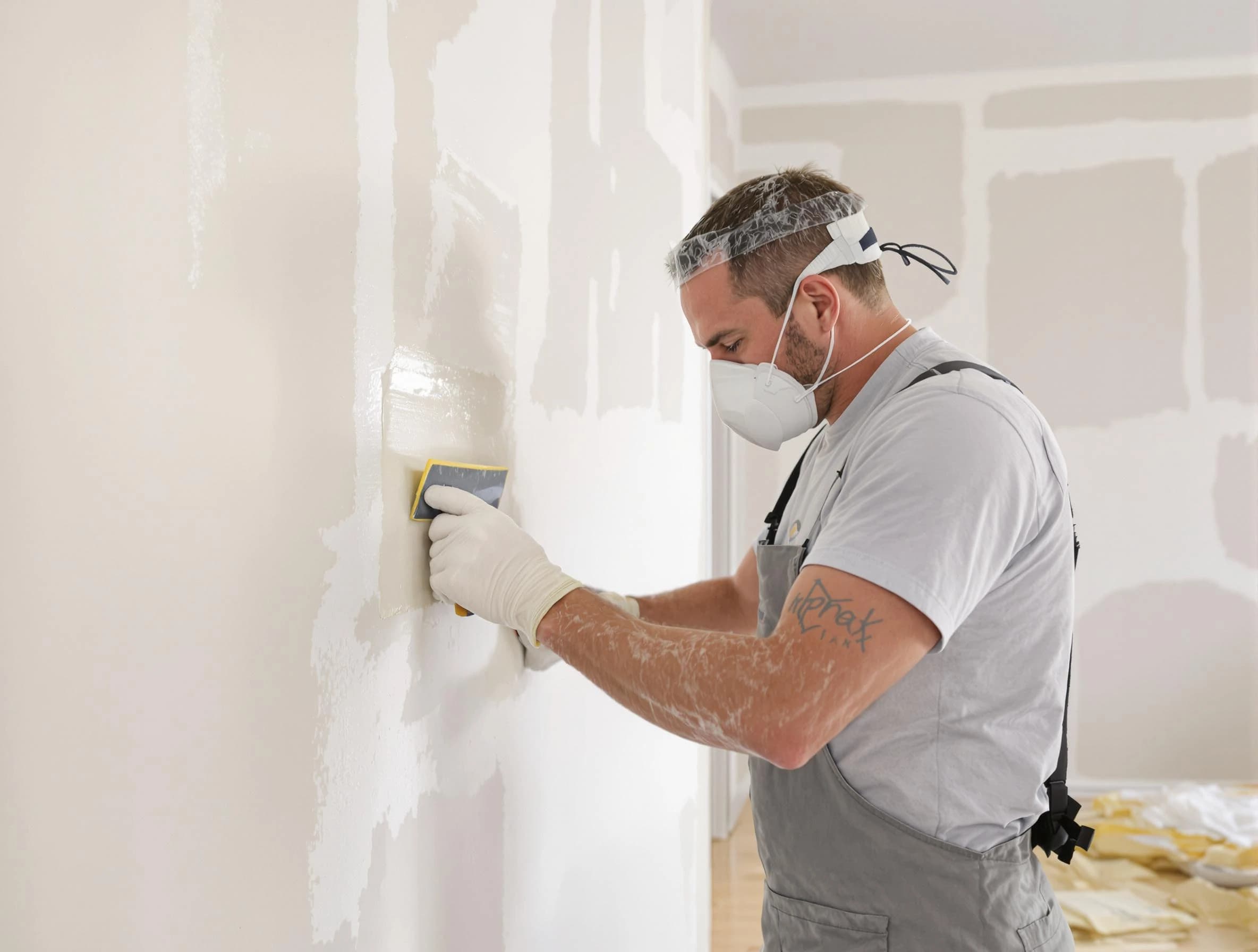 El Mirage House Painters technician applying mud to drywall seams in El Mirage, AZ