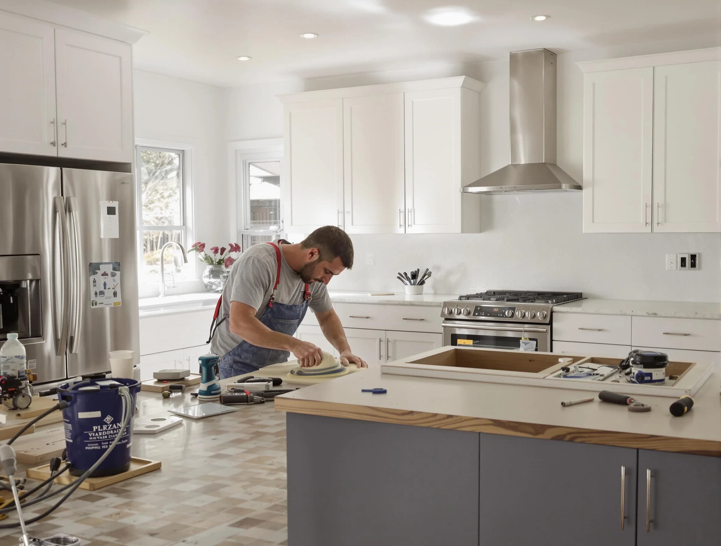 El Mirage House Painters refinishing kitchen cabinets in El Mirage, AZ