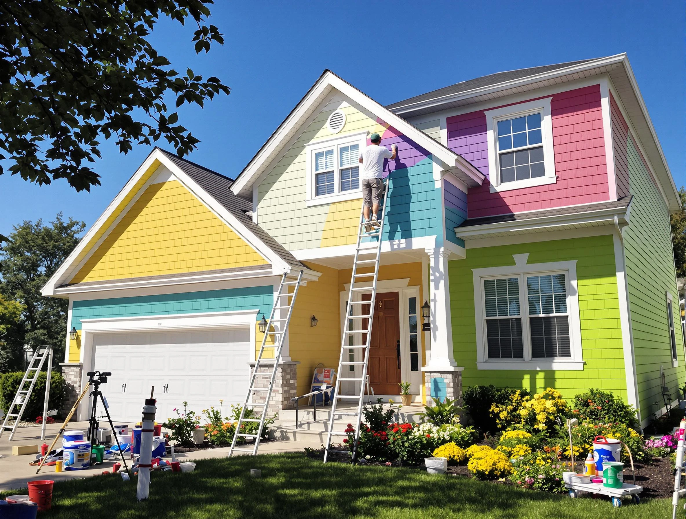 El Mirage House Painters professionals painting a home exterior in El Mirage, AZ