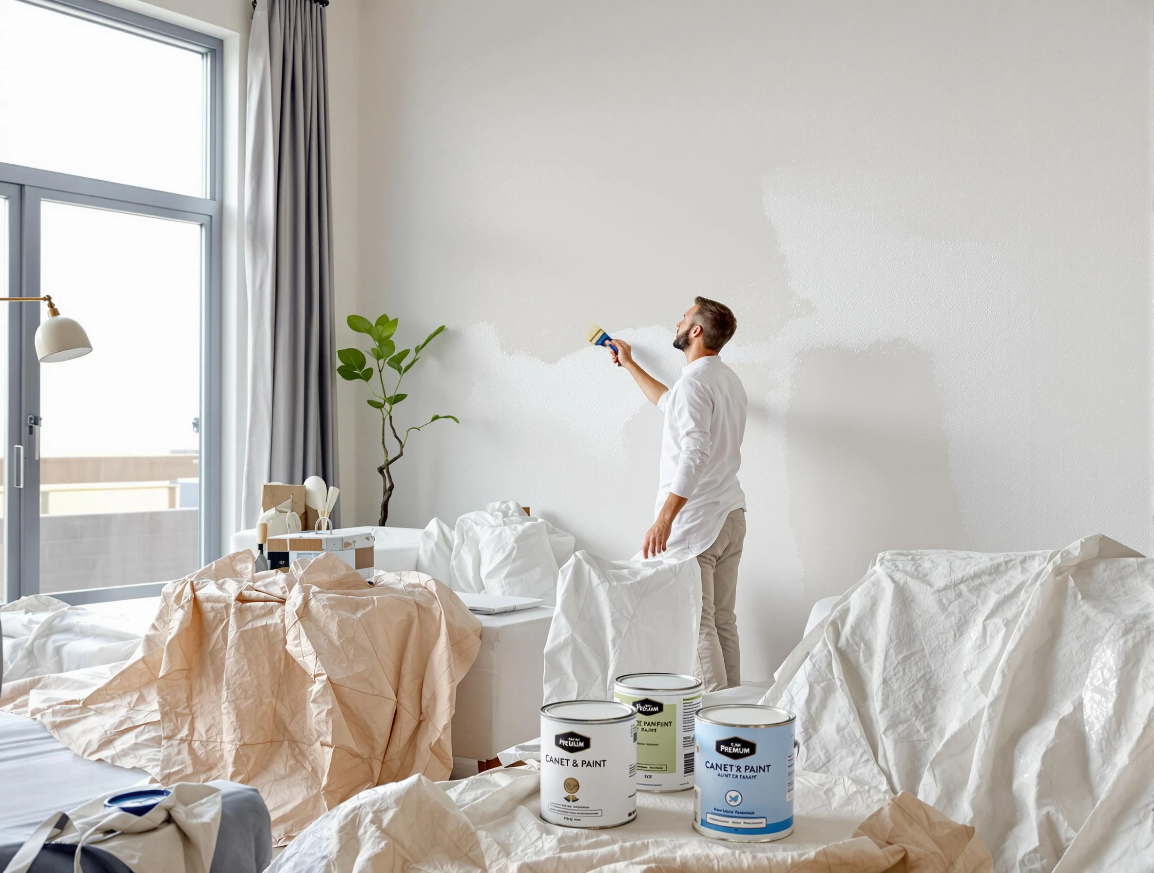 El Mirage House Painters team carefully painting an interior wall in El Mirage, AZ