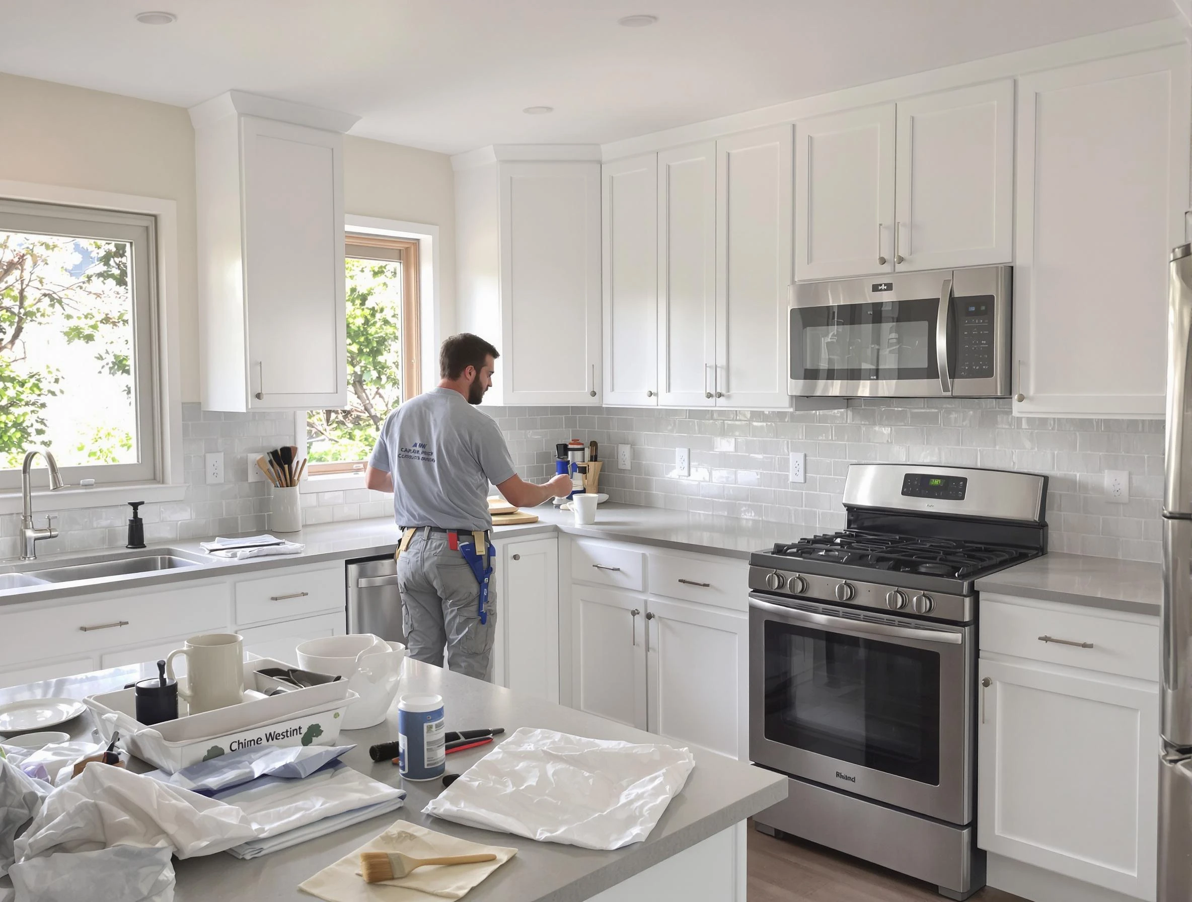 El Mirage House Painters applying fresh paint on kitchen cabinets in El Mirage