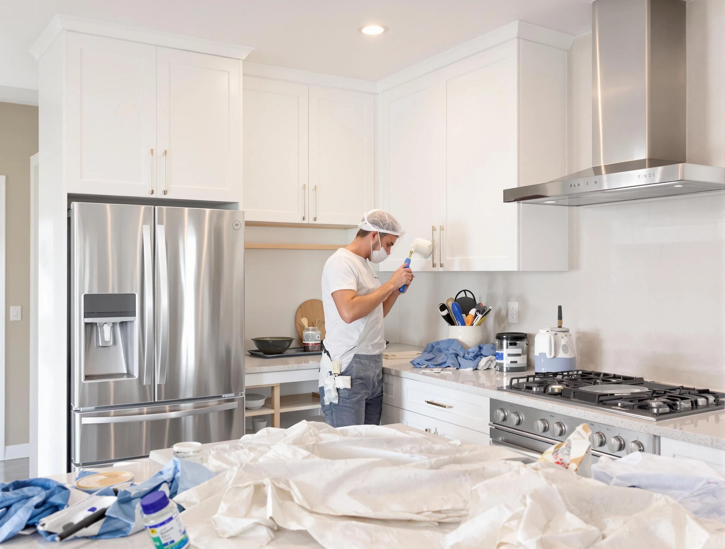 El Mirage House Painters painter applying a fresh coat in a kitchen located in El Mirage, AZ