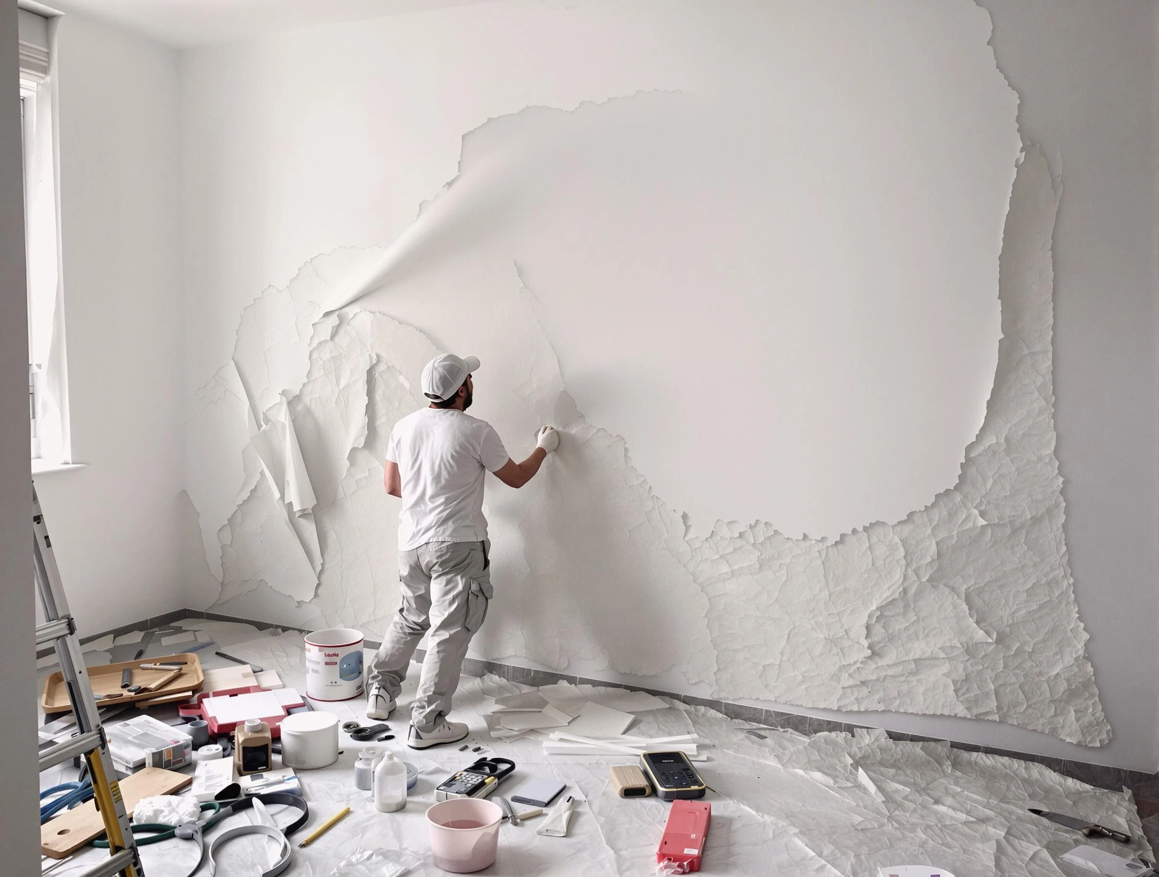 Removing old wallpaper to reveal clean walls by El Mirage House Painters in El Mirage